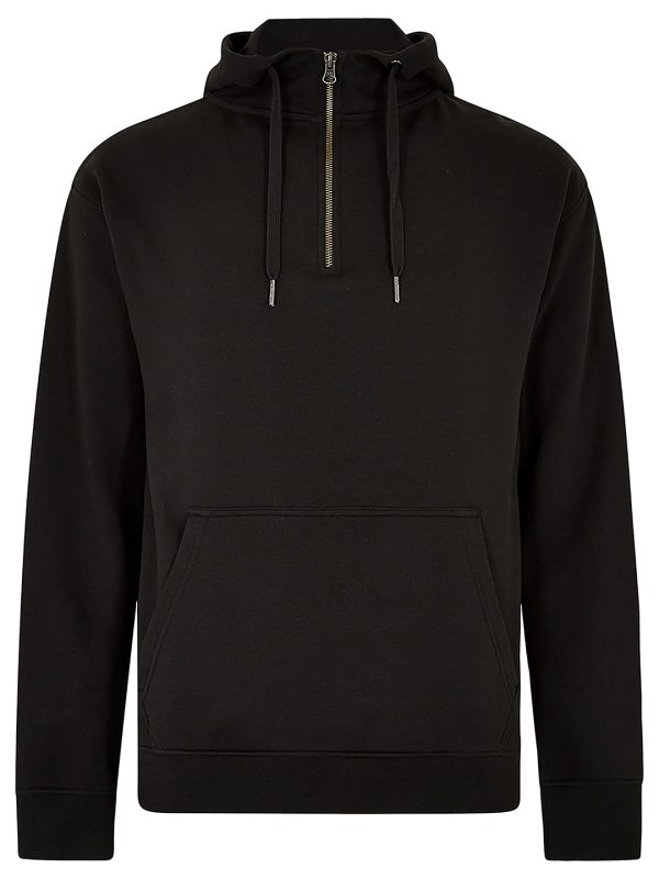 Black Regular fit 1/4 zip hoodie