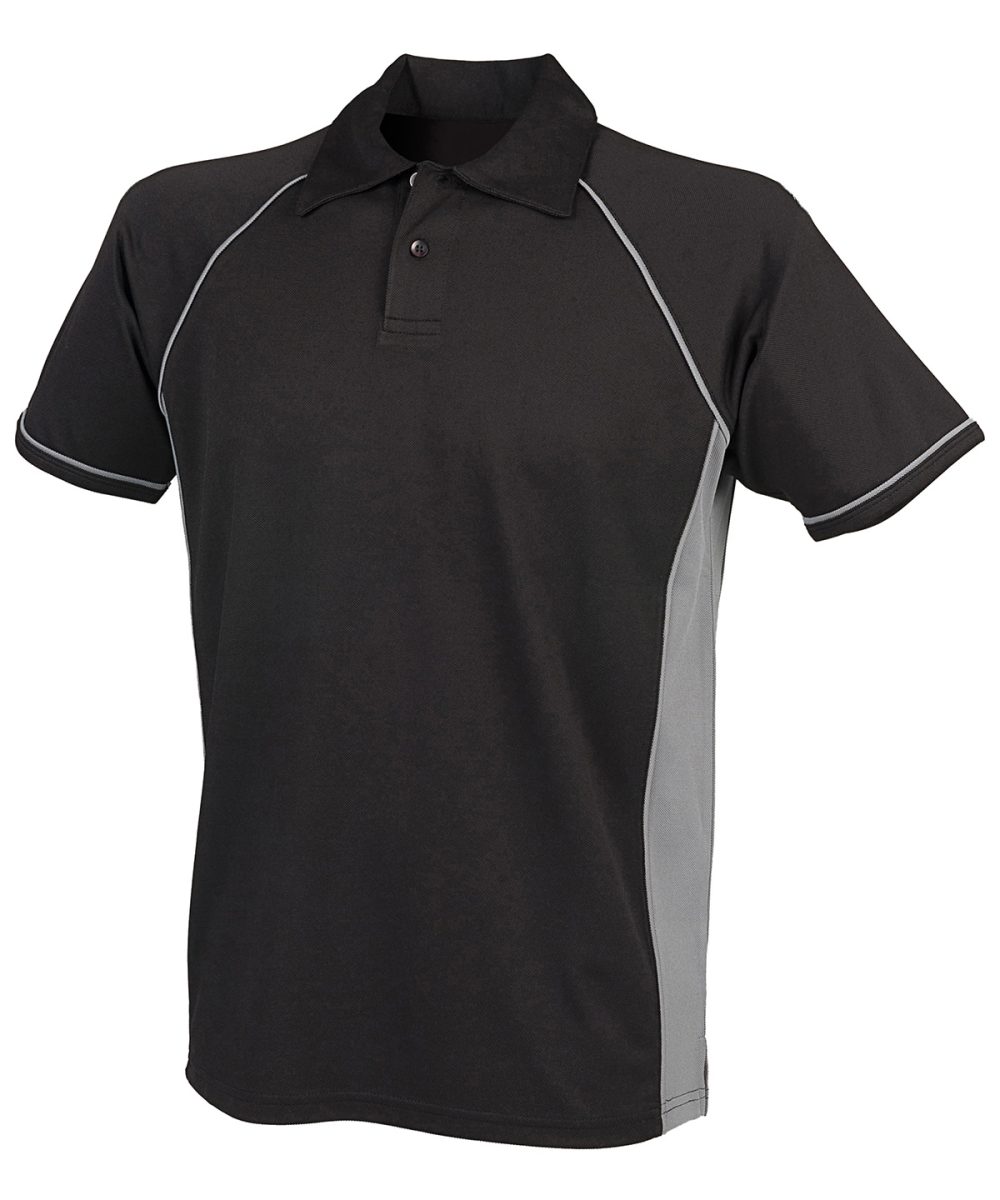 Black/Gunmetal Grey† Piped performance polo