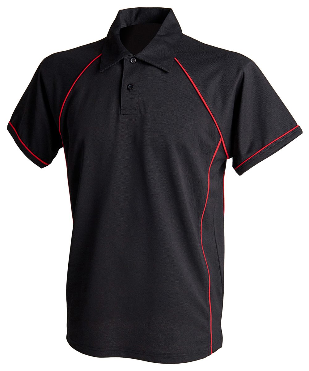 Black/Red† Piped performance polo