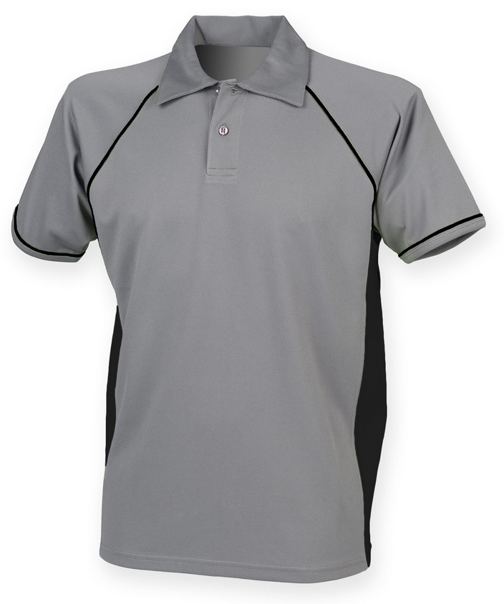 Gunmetal Grey/Black/Black* Piped performance polo