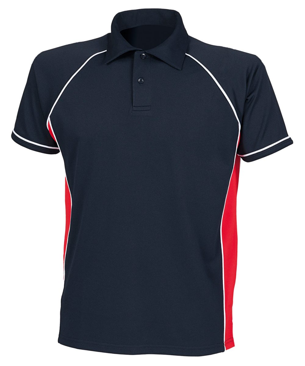 Navy/Red/White Piped performance polo