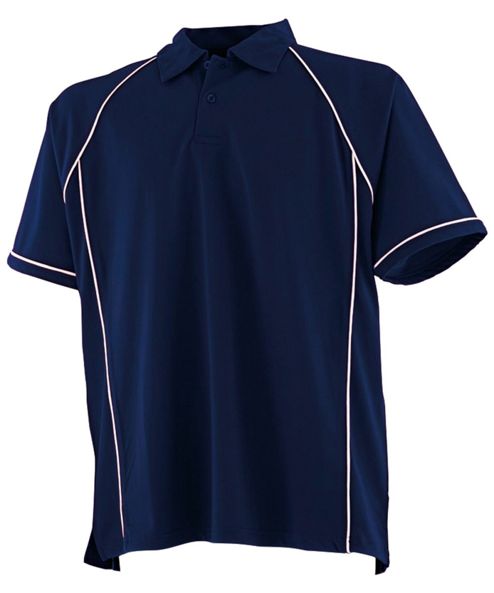 Navy/White*† Piped performance polo