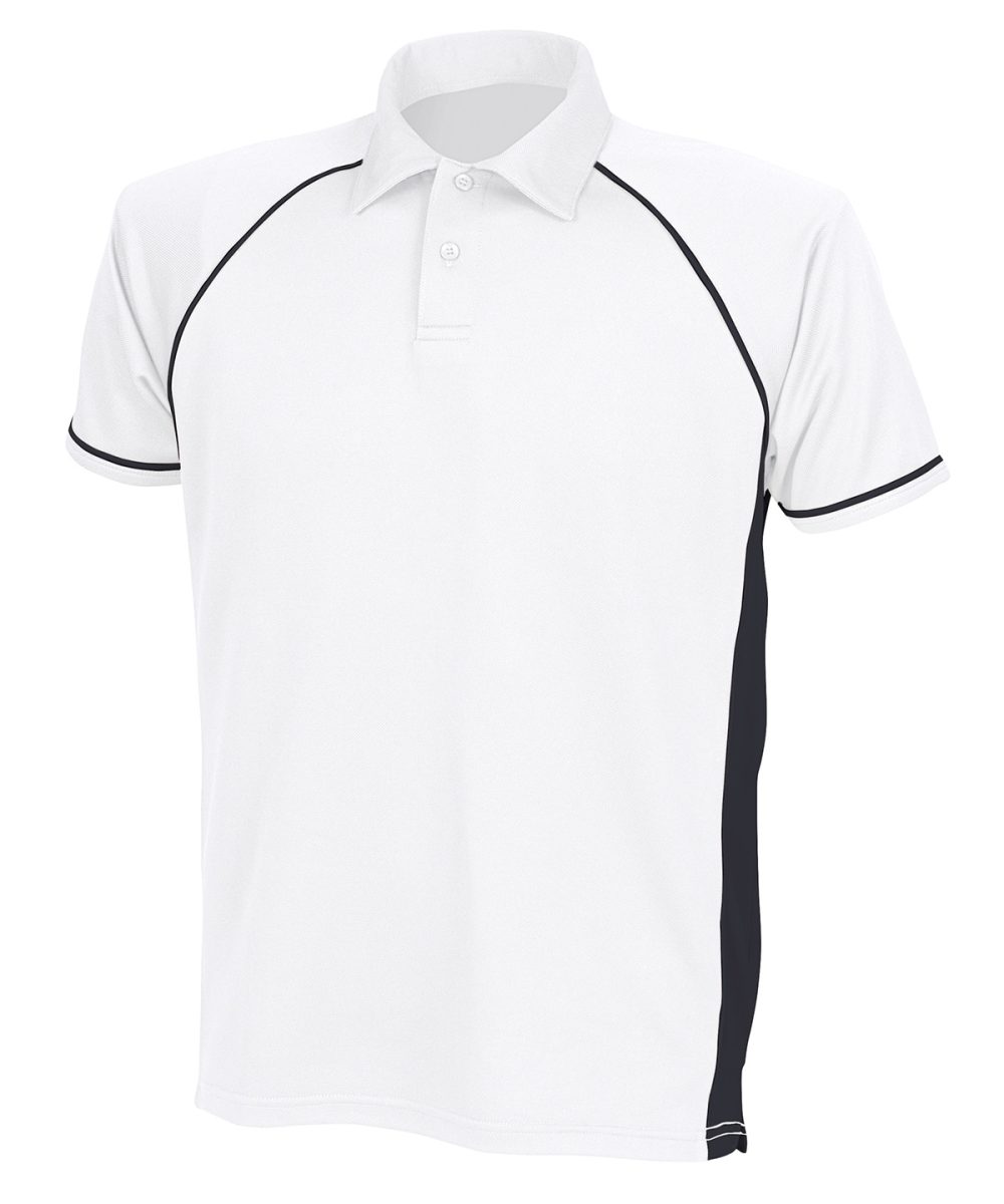 White/Black/Black Piped performance polo