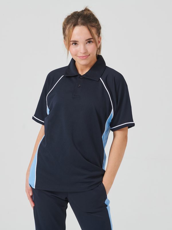 Kids piped performance polo