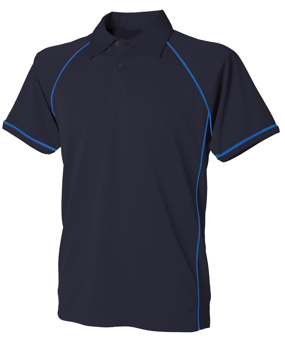 Navy/Royal/Royal† Kids piped performance polo