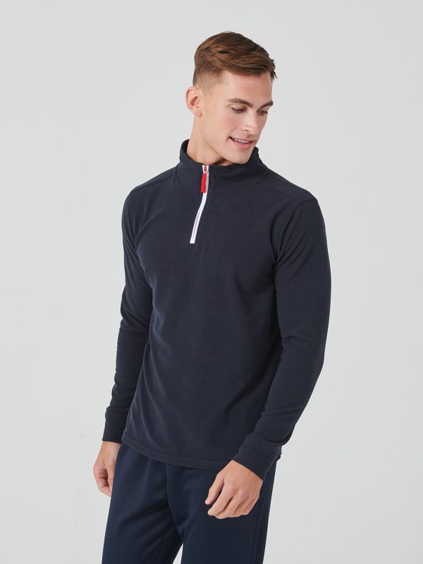 ¼ zip long sleeve fleece piped