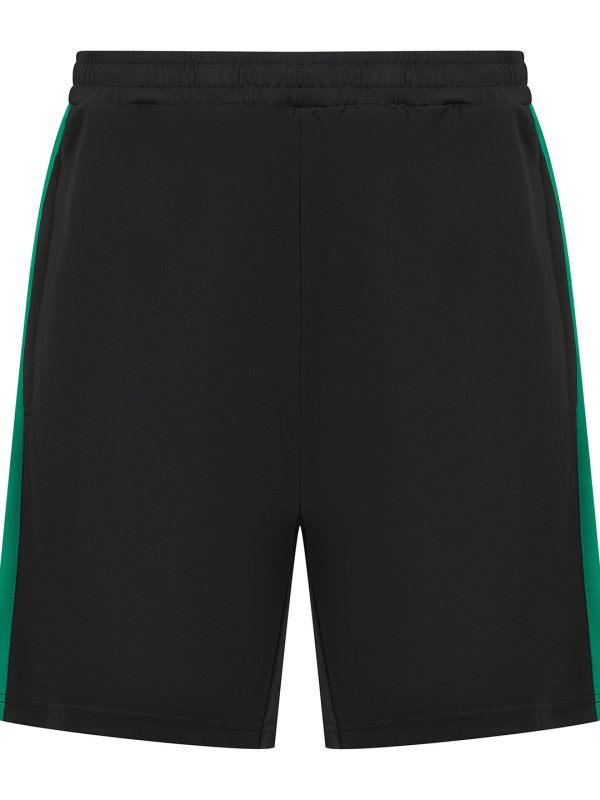 Black/Emerald Kids knitted shorts with zip pockets