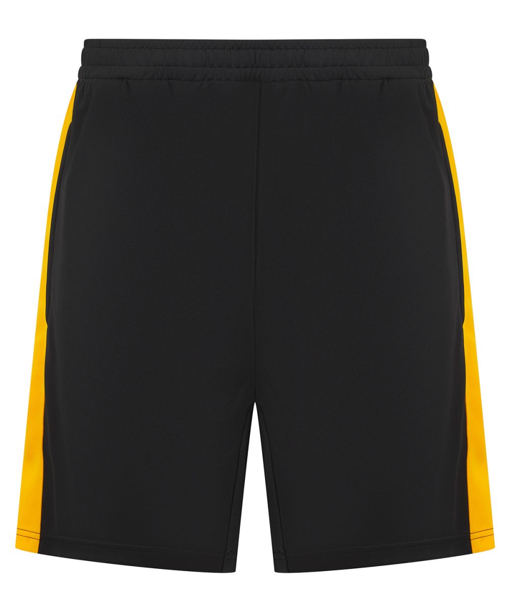 Black/Gold Kids knitted shorts with zip pockets