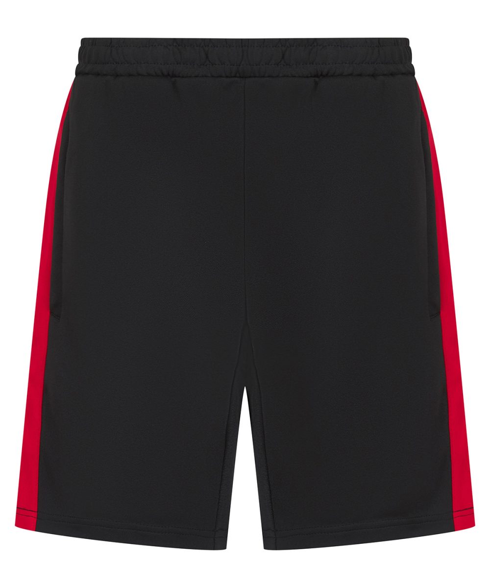 Black/Red Kids knitted shorts with zip pockets