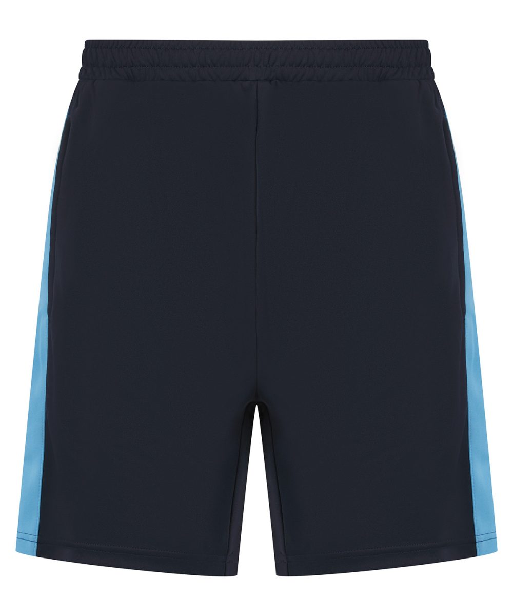 Navy/Sky Kids knitted shorts with zip pockets