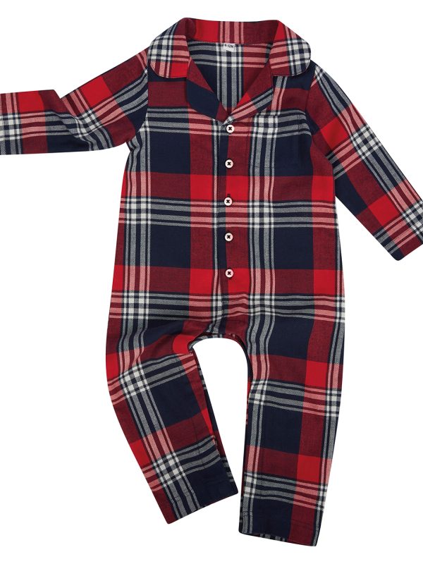 Red/Navy Check Tartan all-in-one