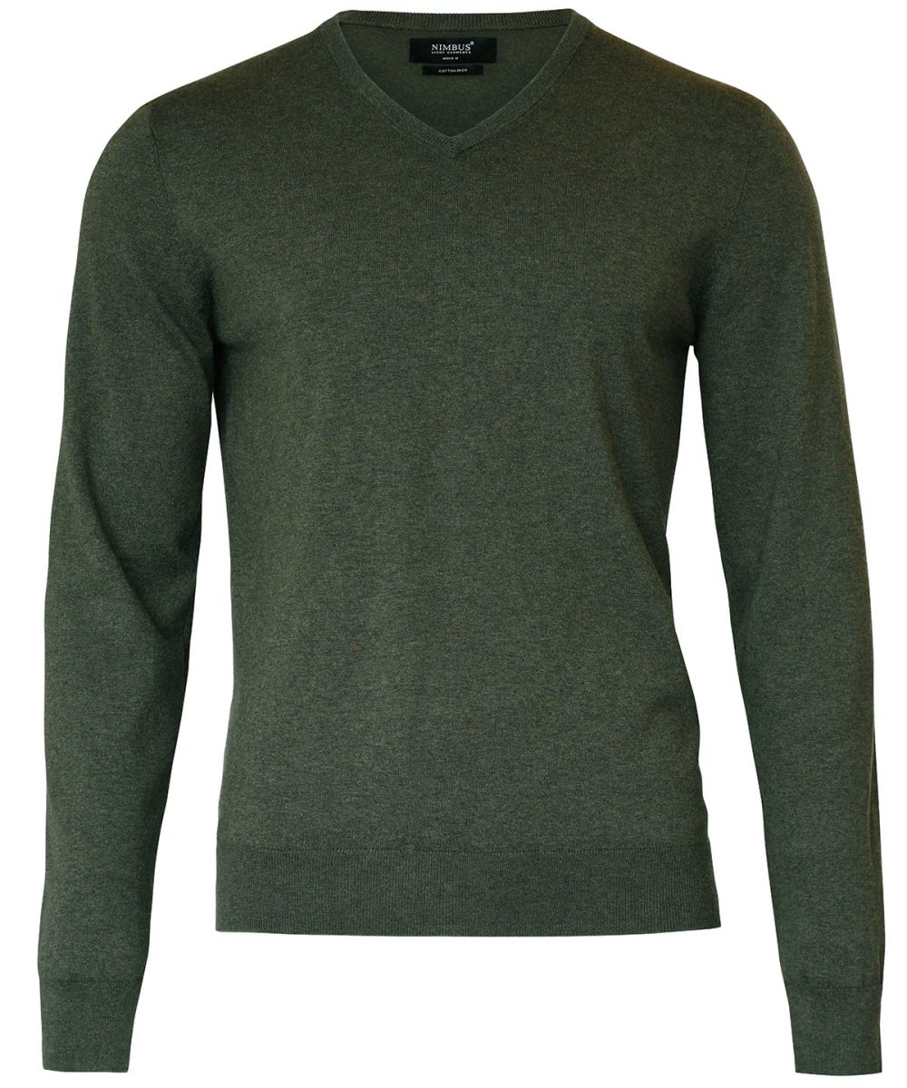 Olive Melange Brighton – elegant v-neck knit