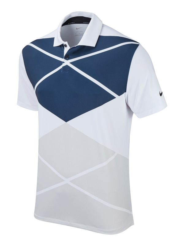 White/Black Nike Vapor argyle print polo