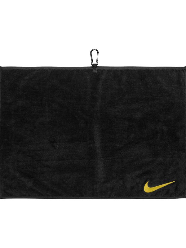 Black/Metallic Gold Nike performance golf towel