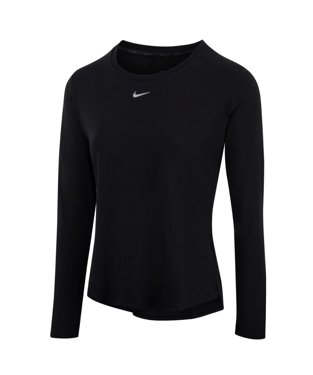 Black/Reflective Silver Women’s Nike One Luxe Dri-FIT long sleeve standard fit top