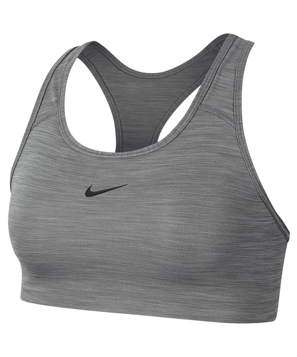 Smoke Grey/Heather/Black Women’s Nike Dri-FIT Swoosh one-piece bra