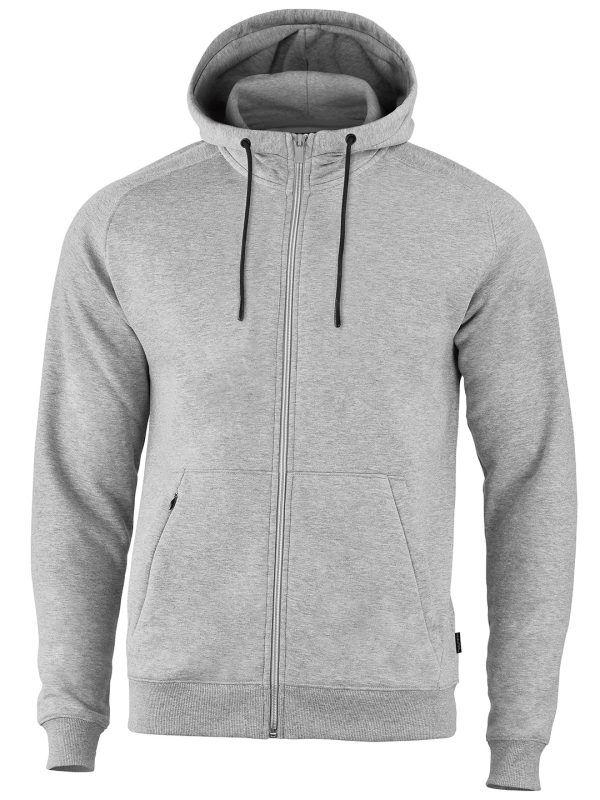 Grey Melange Lenox – athletic full-zip hoodie