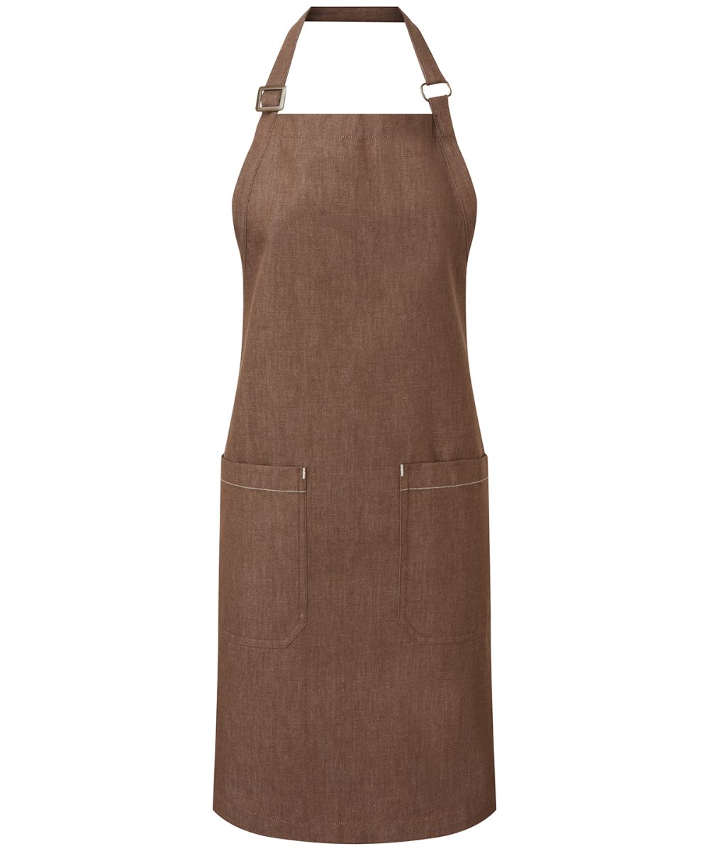 Brown Denim Cotton denim bib apron