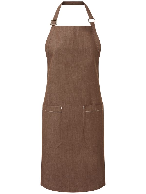 Brown Denim Cotton denim bib apron