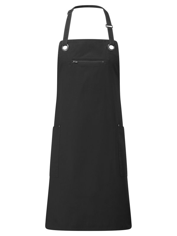 Black/Charcoal ‘Barley’ Contrast Stitch Bib Apron