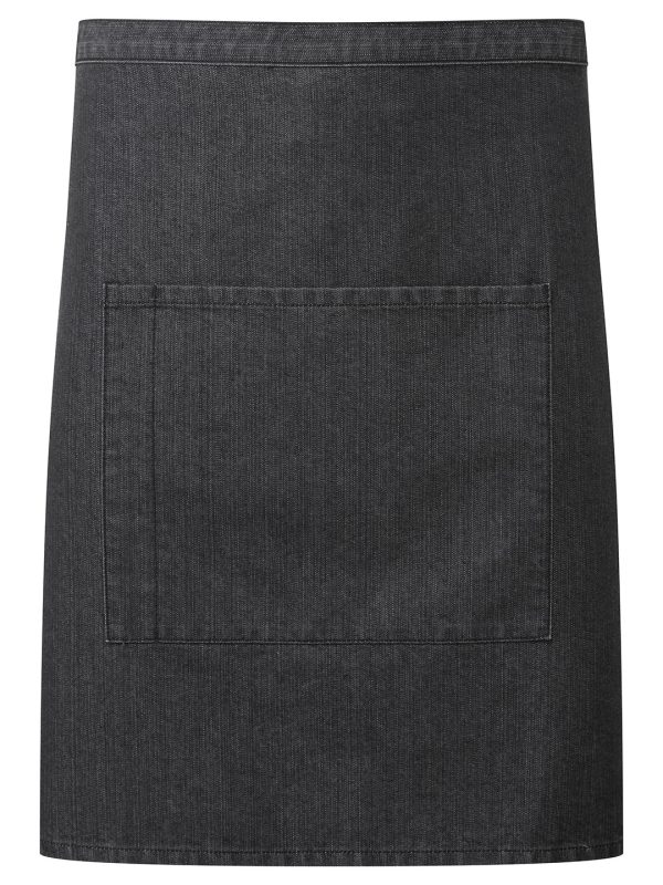 Black Denim ‘Colours collection’ mid-length pocket apron