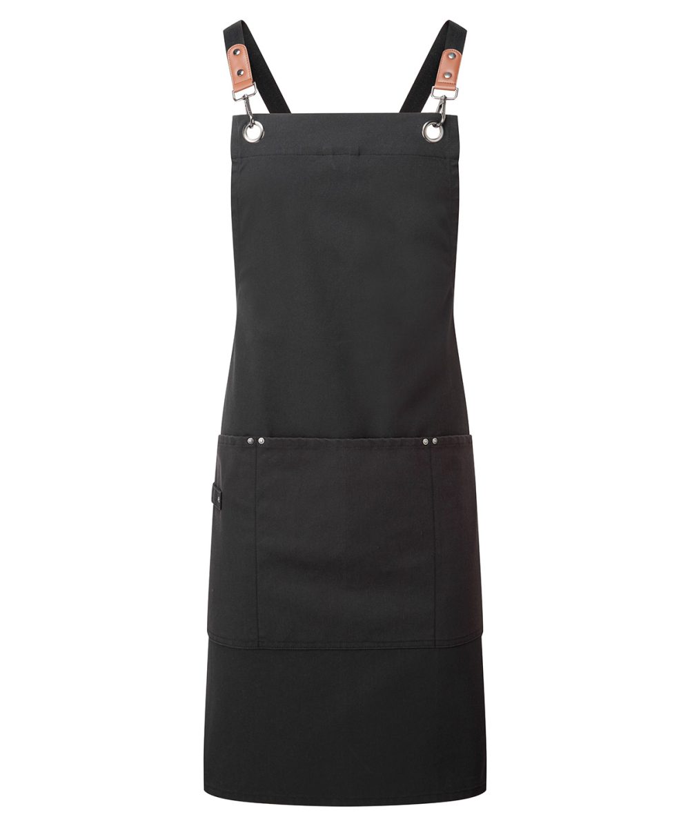 Black Clip ‘n’ Clasp cross-back bib apron