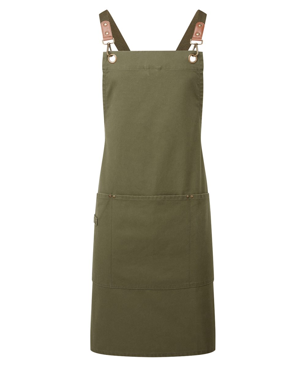 Olive Clip ‘n’ Clasp cross-back bib apron