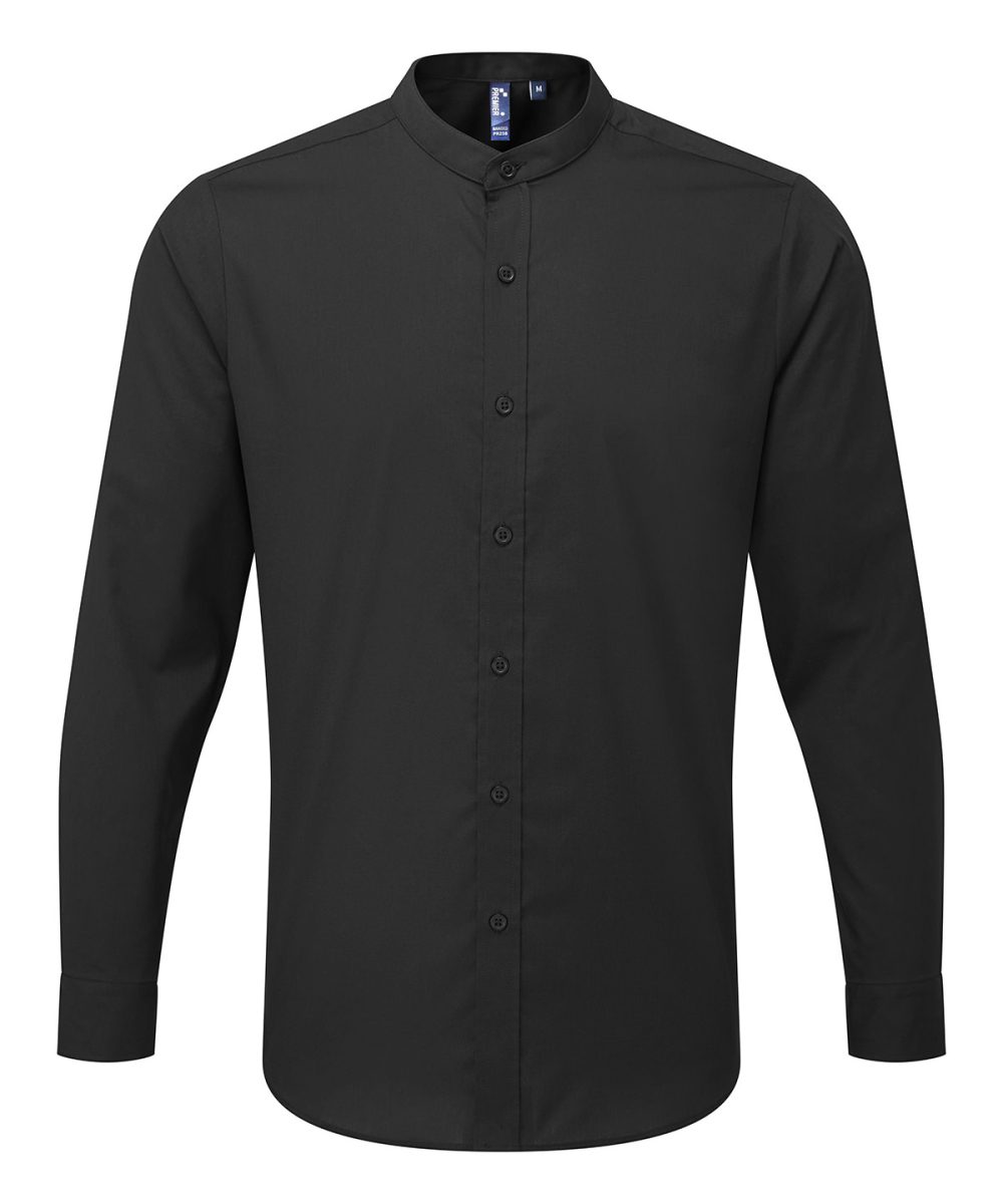 Black Banded collar grandad long sleeve shirt