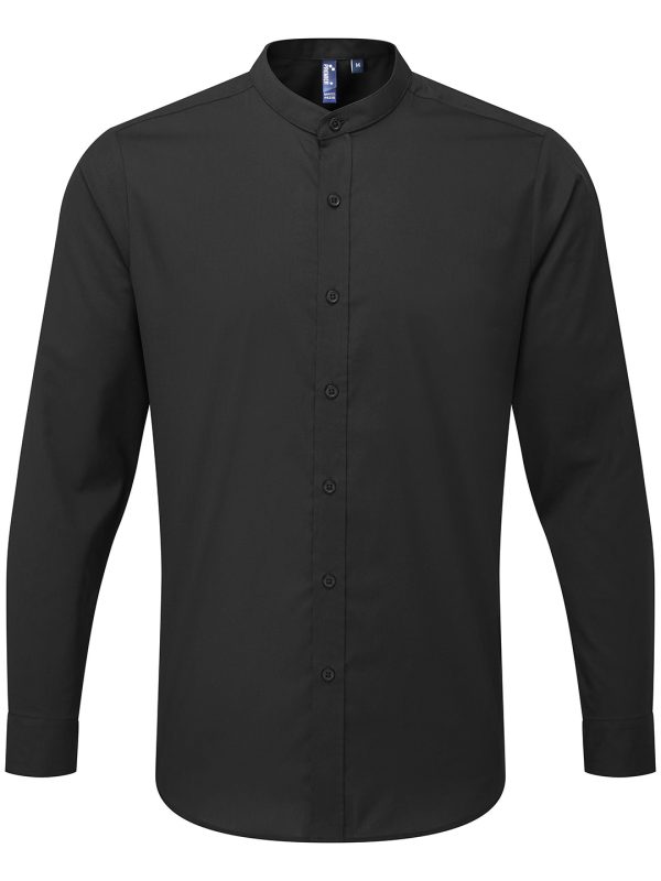 Black Banded collar grandad long sleeve shirt