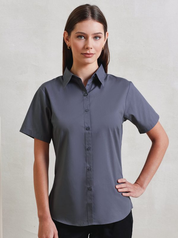 Women's short sleeve poplin blouse