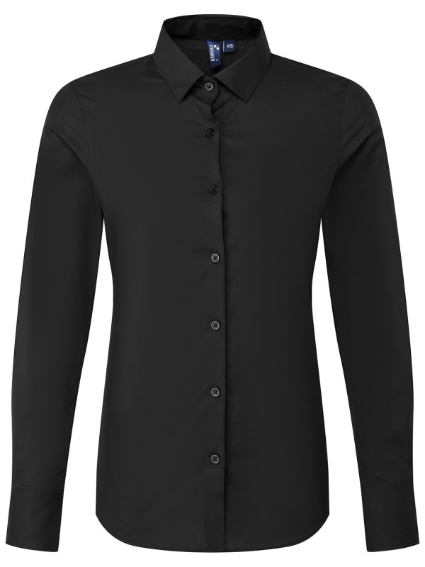 Black Women’s long sleeve ‘Recyclight’ poplin shirt