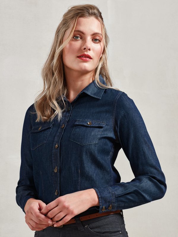 Women's jeans stitch denim shirt