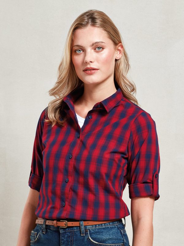 Women's Mulligan check cotton long sleeve shirt