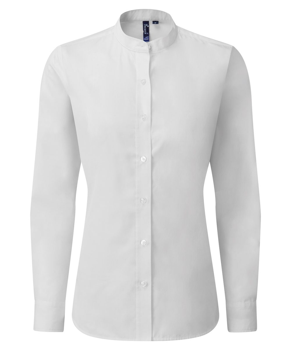 White Women's banded collar 'grandad' shirt