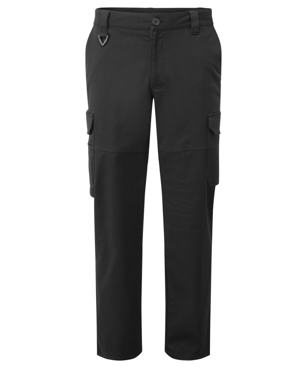 Black Stretchchecker work cargo trousers