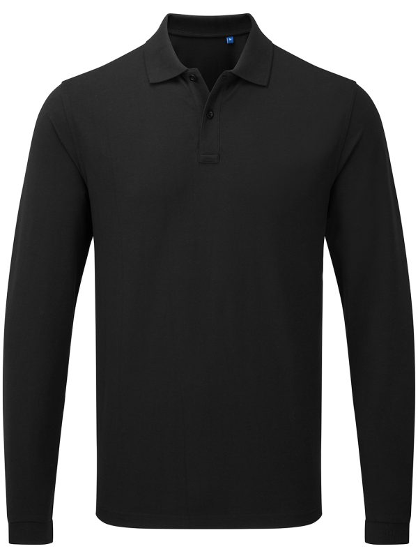 Black ‘Essential’ unisex long sleeve workwear polo shirt