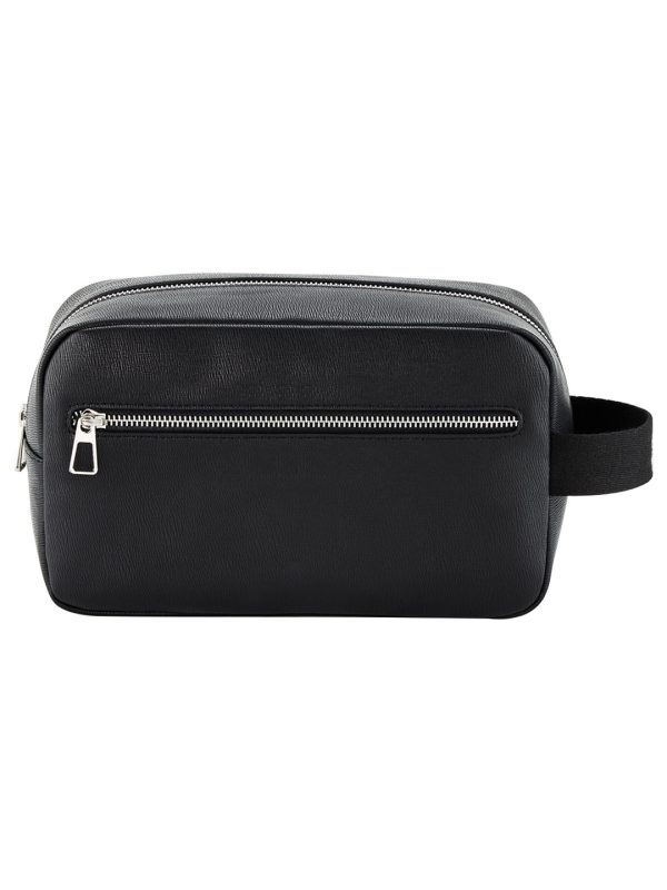 Black Tailored luxe PU wash bag