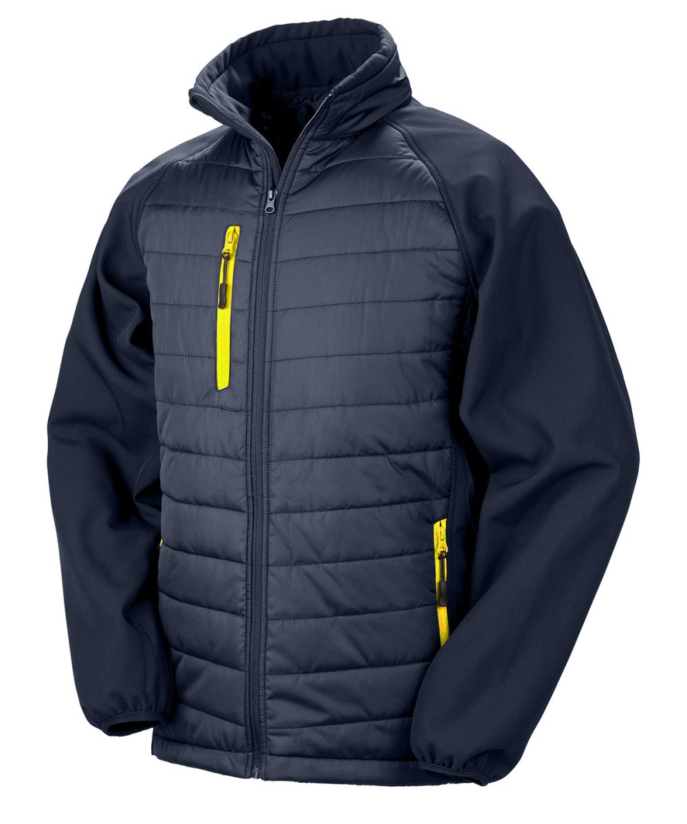 Navy/Yellow Compass padded softshell jacket