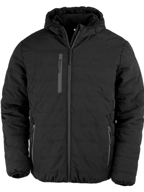 Black/Black Recycled compass padded winter jacket