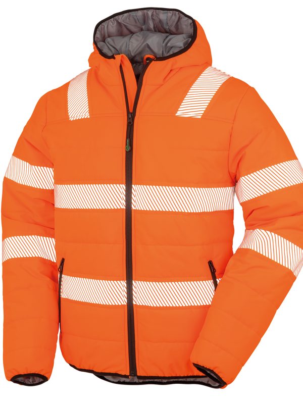 Fluorescent Orange Recycled ripstop padded safety jacket