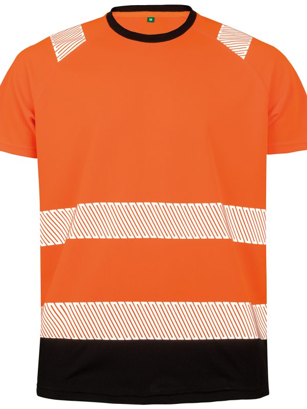 Fluorescent Orange/Black Recycled safety t-shirt