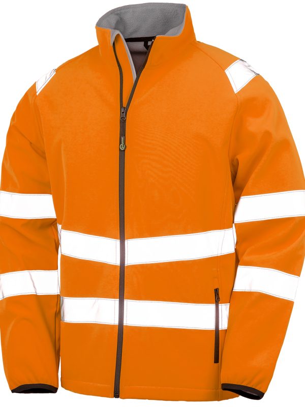 Fluorescent Orange Recycled 2-layer printable safety softshell