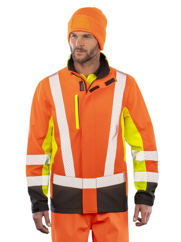 Recycled 3-layer printable 3-tone safety softshell