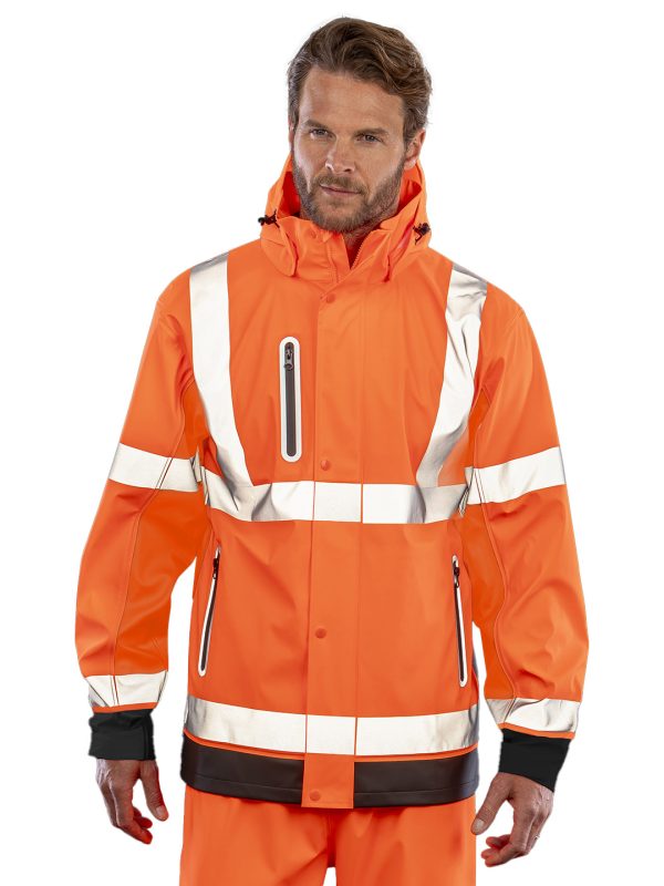 Heavy-duty prism PU safe and dry jacket with recycled backing