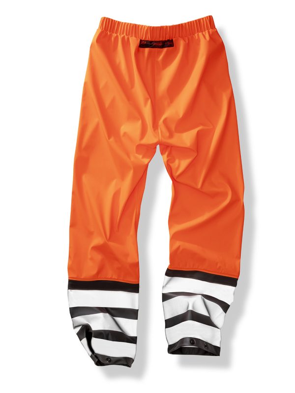 Fluorescent Orange/Black Heavy-duty prism PU safe and dry trousers with recycled backing