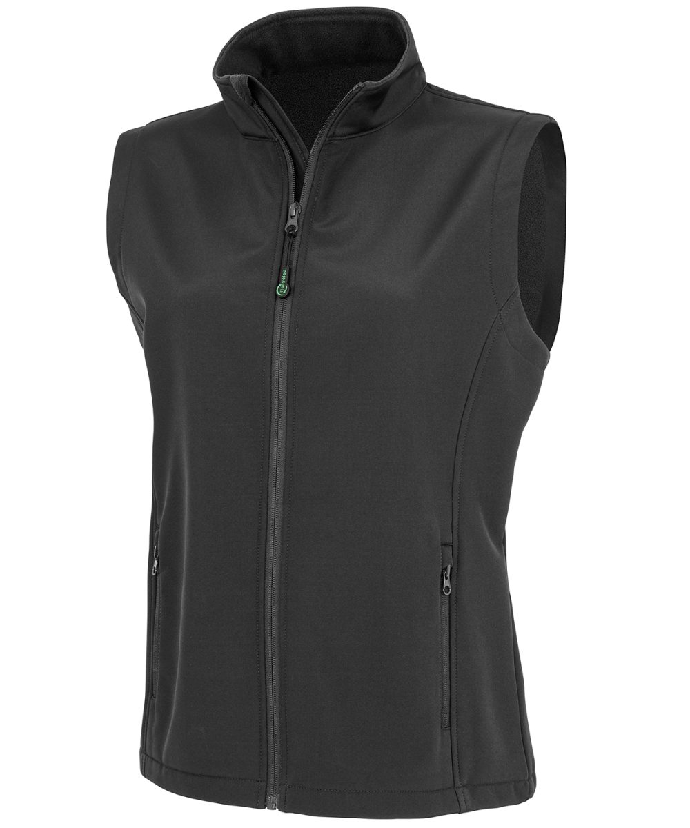 Black Women's recycled 2-layer printable softshell bodywarmer