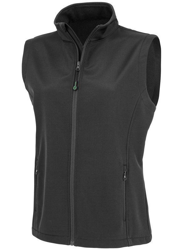 Black Women's recycled 2-layer printable softshell bodywarmer