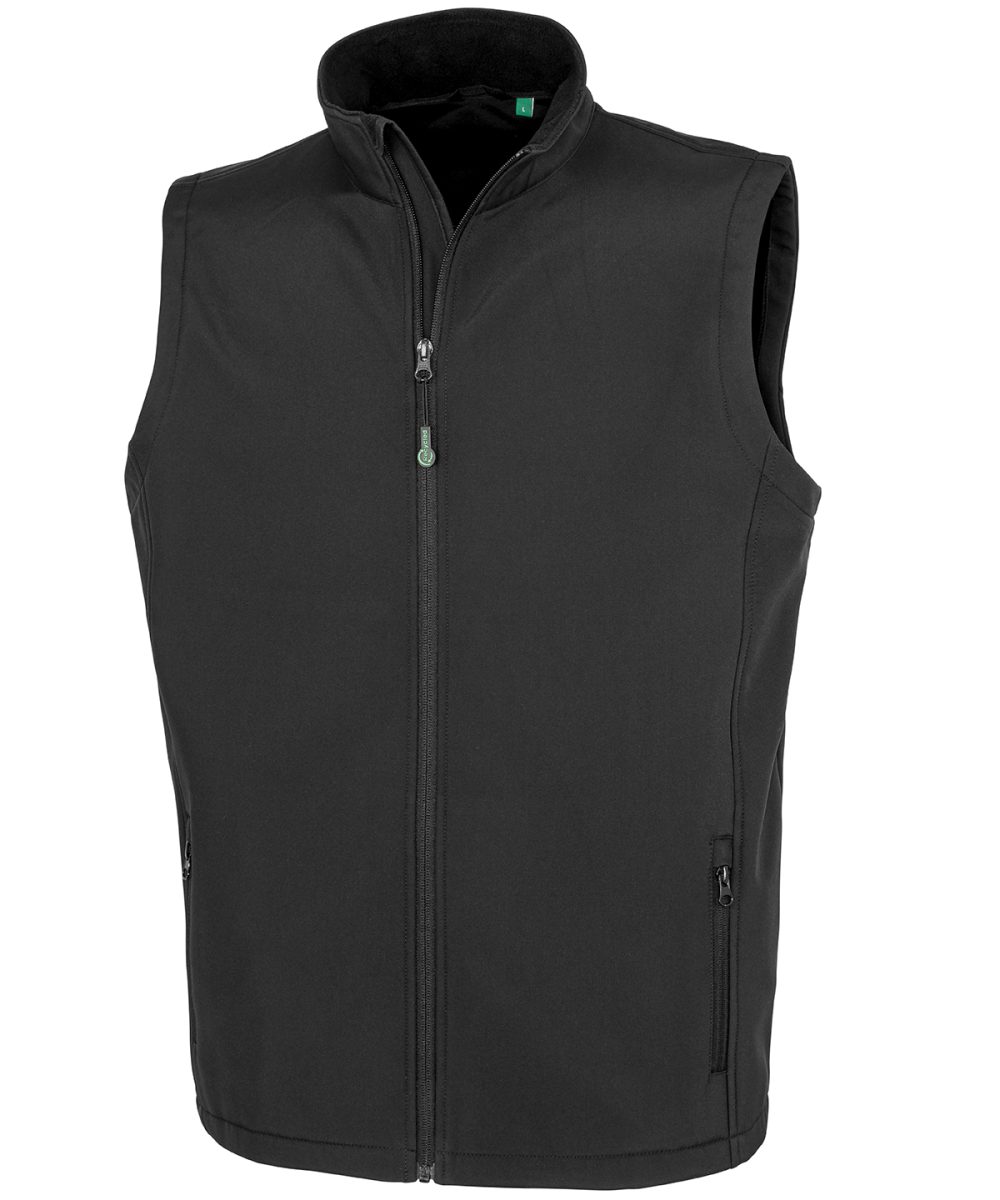 Black Men's recycled 2-layer printable softshell bodywarmer