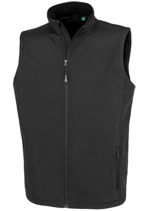 Black Men's recycled 2-layer printable softshell bodywarmer