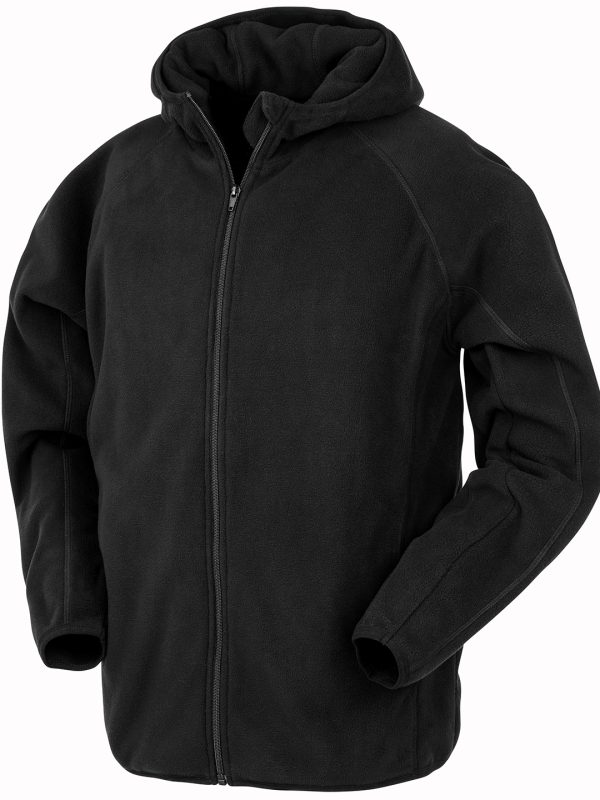 Black Recycled hooded microfleece jacket